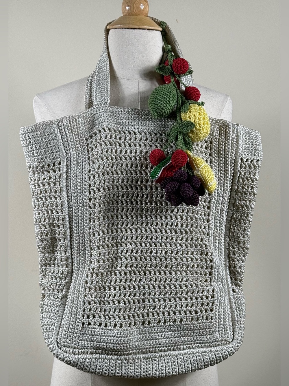 NWOT The Sak Fruits Collection Crochet Tote w/ Fruit Charm